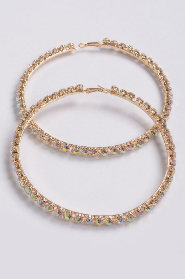 Upside-Down Multi Rhinestone Hoop Earrings