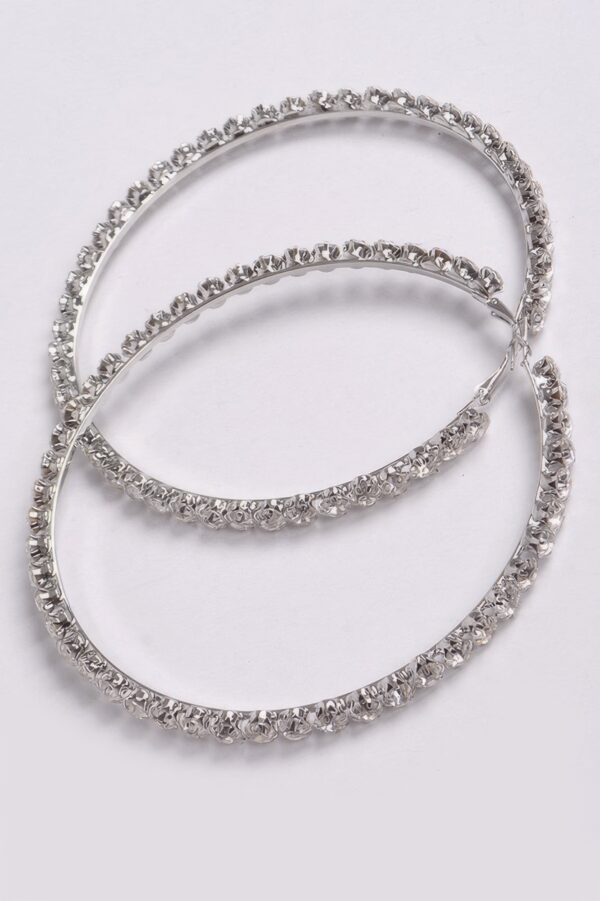 Upside-Down Multi Rhinestone Hoop Earrings