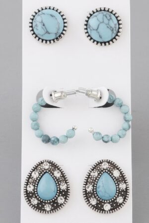 Antique-Inspired Multi Stud Earrings Set