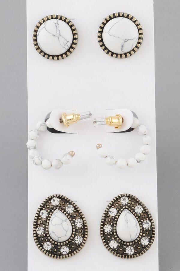 Antique-Inspired Multi Stud Earrings Set