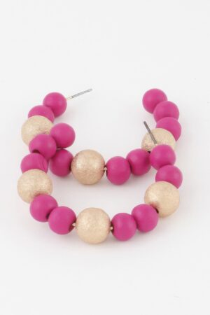 Two-Tone Bead Hoop Earrings – Textured Circle