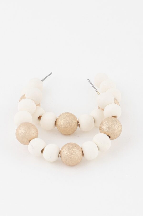 Two-Tone Bead Hoop Earrings – Textured Circle