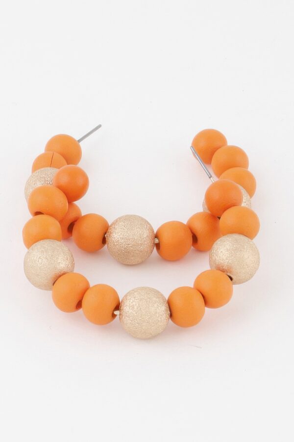 Two-Tone Bead Hoop Earrings – Textured Circle