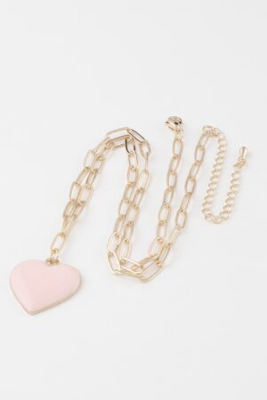 Solid Heart Chain Necklace – Minimal Metallic Pendant
