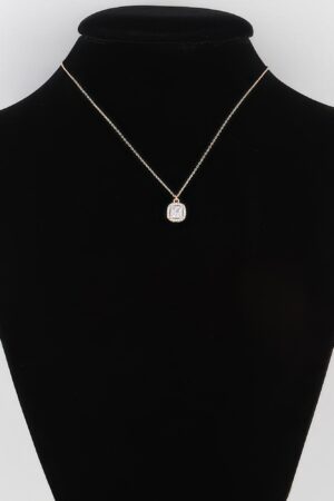 Cubic Rhinestone Pendant Necklace – Delicate Chain