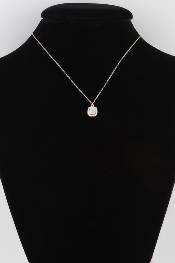 Cubic Rhinestone Pendant Necklace – Delicate Chain