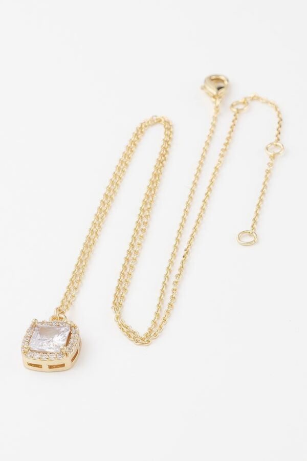 Cubic Rhinestone Pendant Necklace – Delicate Chain