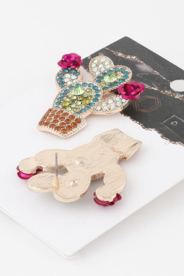 Jeweled Cactus Stud Earrings – Sparkling Desert Motif