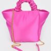 Satin Tote Bag with Chain Handle