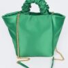 Satin Tote Bag with Chain Handle
