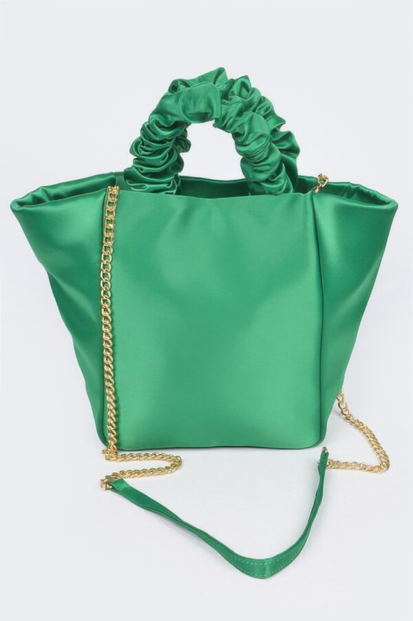 Satin Tote Bag with Chain Handle
