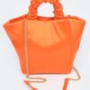 Satin Tote Bag with Chain Handle