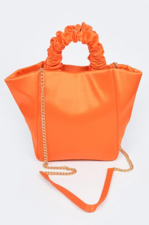 Satin Tote Bag with Chain Handle