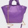 Satin Tote Bag with Chain Handle