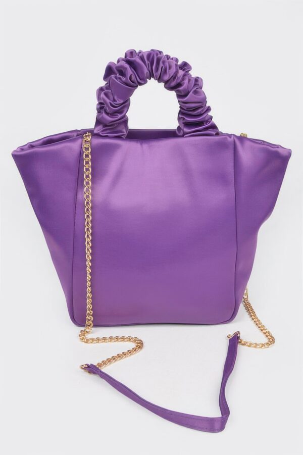 Satin Tote Bag with Chain Handle