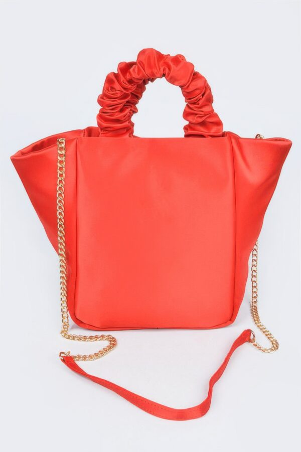 Satin Tote Bag with Chain Handle