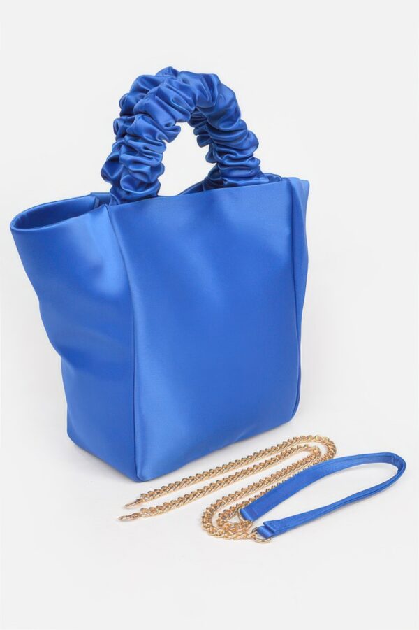 Satin Tote Bag with Chain Handle