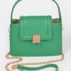 Faux Leather Top-Handle Crossbody Bag with Mixed Metal Accents