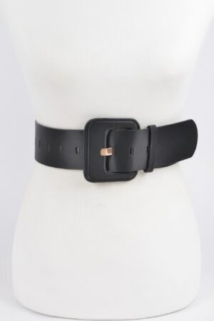 Micro Suede Wide Buckle Belt – Bold Waist Accent