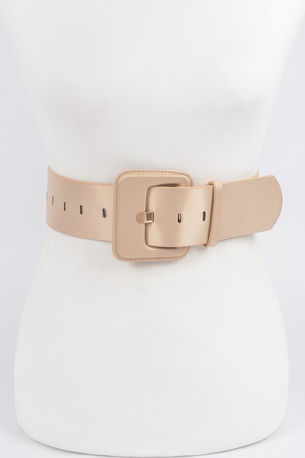 Micro Suede Wide Buckle Belt – Bold Waist Accent