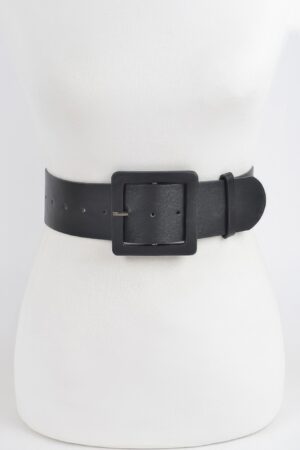 Wide Faux Leather Waist Belt – Structured PU Band