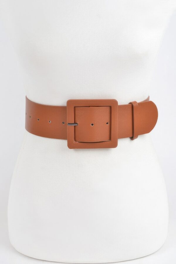 Wide Faux Leather Waist Belt – Structured PU Band