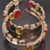 Stone Hoop Earrings with Sparkling Stones