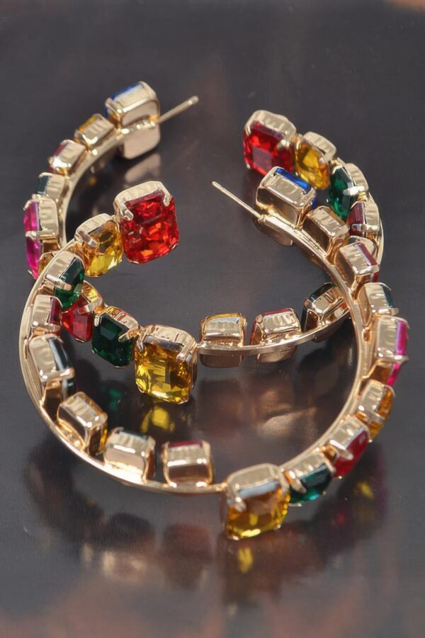Stone Hoop Earrings with Sparkling Stones