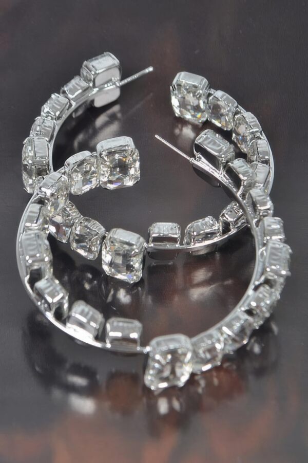 Stone Hoop Earrings with Sparkling Stones