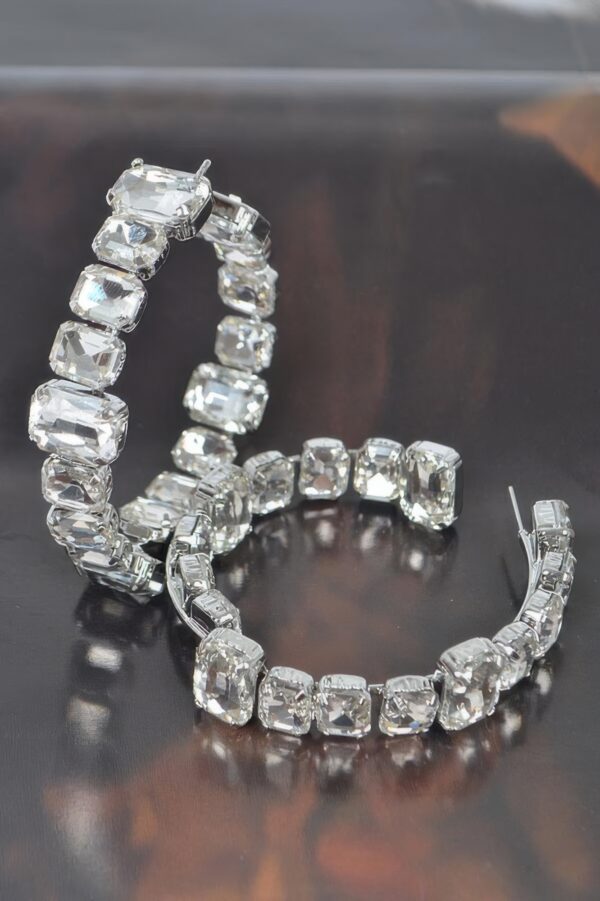 Stone Hoop Earrings with Sparkling Stones