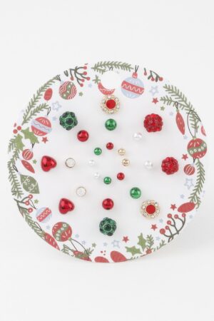 Christmas Ornament Stud Earrings Set – Festive Mix