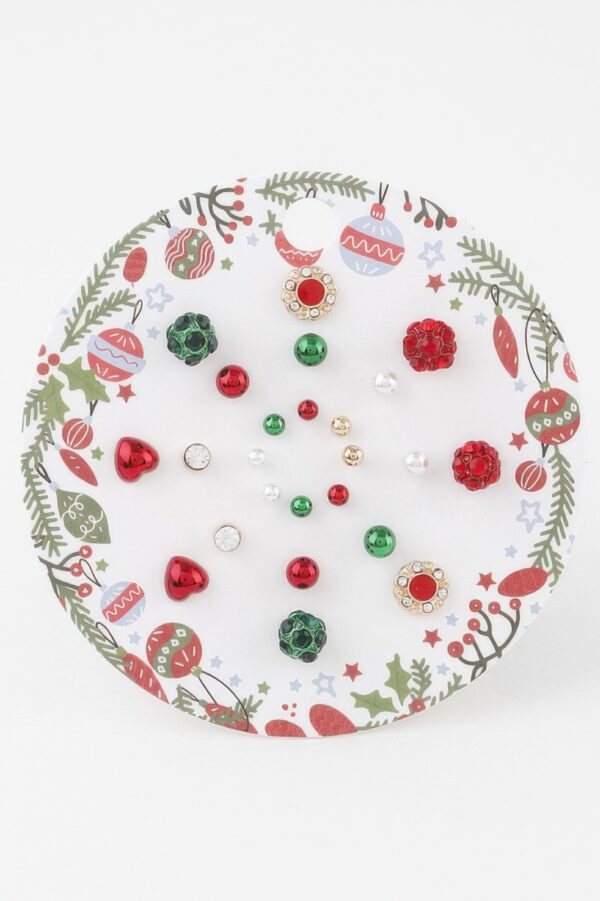 Christmas Ornament Stud Earrings Set – Festive Mix