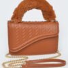 Textured Flap Mini Bag with Furry Handle – Compact