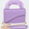 Textured Flap Mini Bag with Furry Handle – Compact