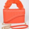 Textured Flap Mini Bag with Furry Handle – Compact