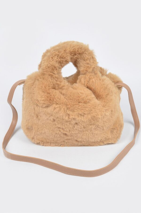 Faux Fur Bucket Bag – Round Handle Accent
