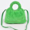 Faux Fur Bucket Bag – Round Handle Accent