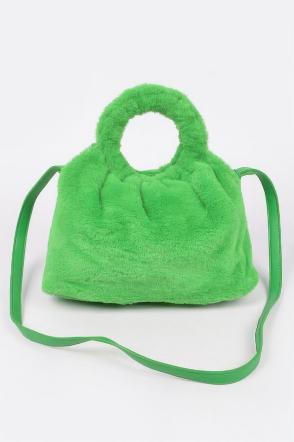 Faux Fur Bucket Bag – Round Handle Accent