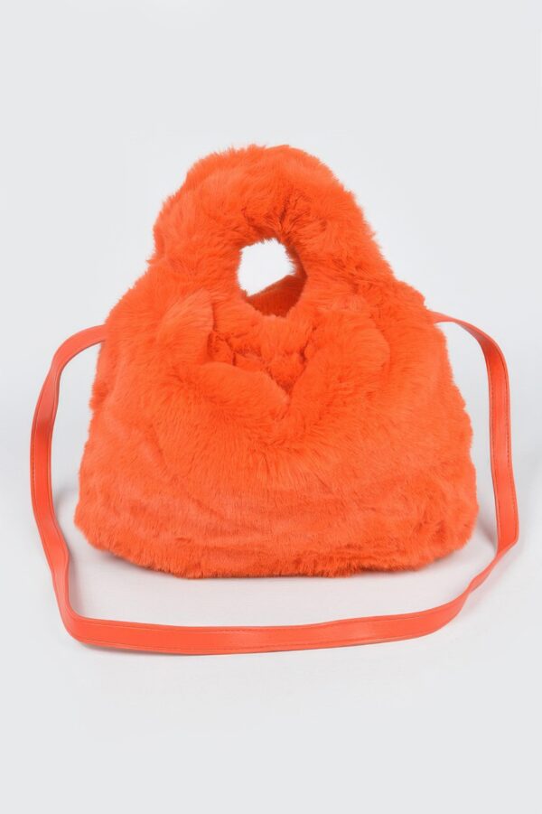 Faux Fur Bucket Bag – Round Handle Accent