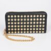 Studded Wallet with Chain Strap – Compact Polyurethane Crossbody