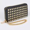 Studded Wallet with Chain Strap – Compact Polyurethane Crossbody