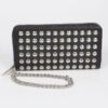 Studded Wallet with Chain Strap – Compact Polyurethane Crossbody