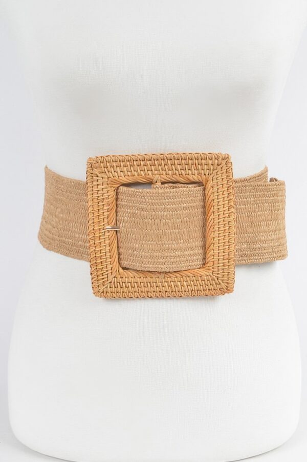 Oversized Bamboo-Buckle Elastic Waist Belt