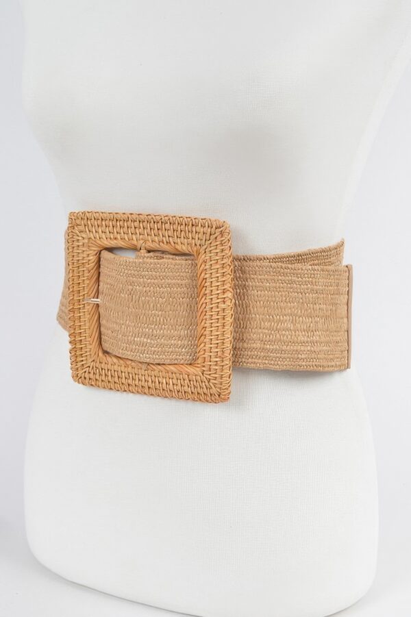 Oversized Bamboo-Buckle Elastic Waist Belt