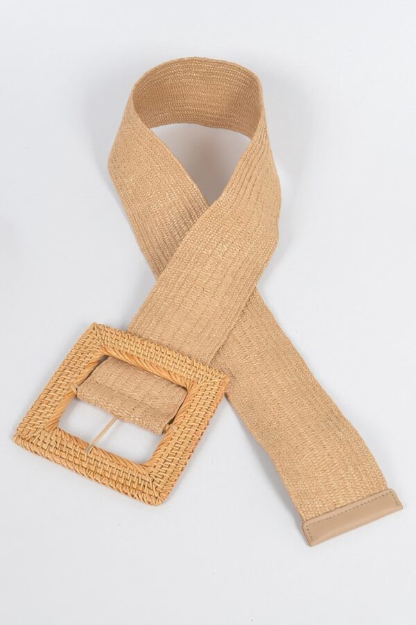 Oversized Bamboo-Buckle Elastic Waist Belt