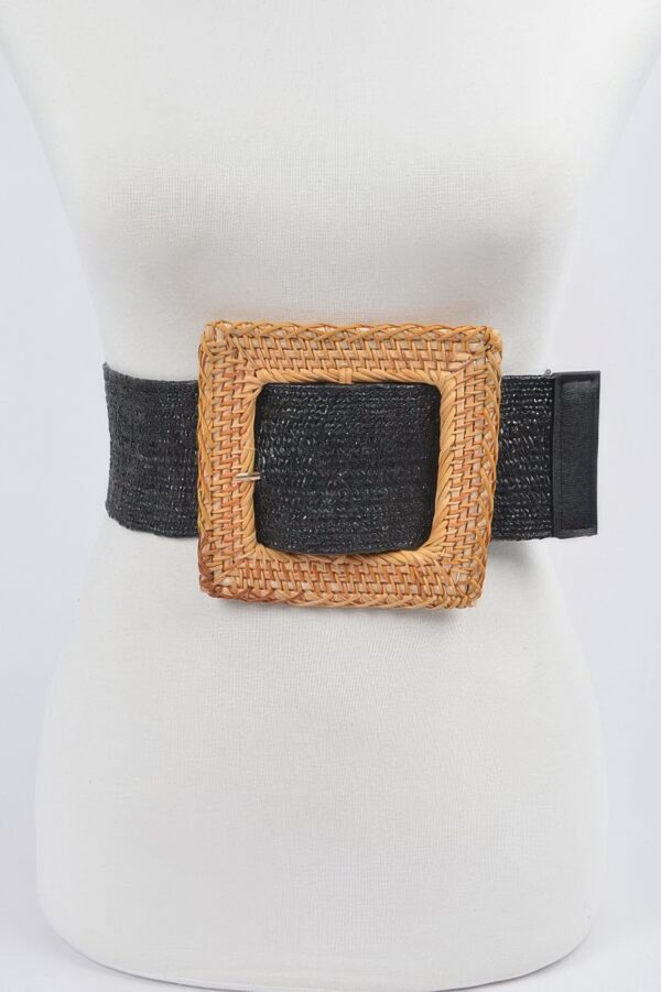 Oversized Bamboo-Buckle Elastic Waist Belt