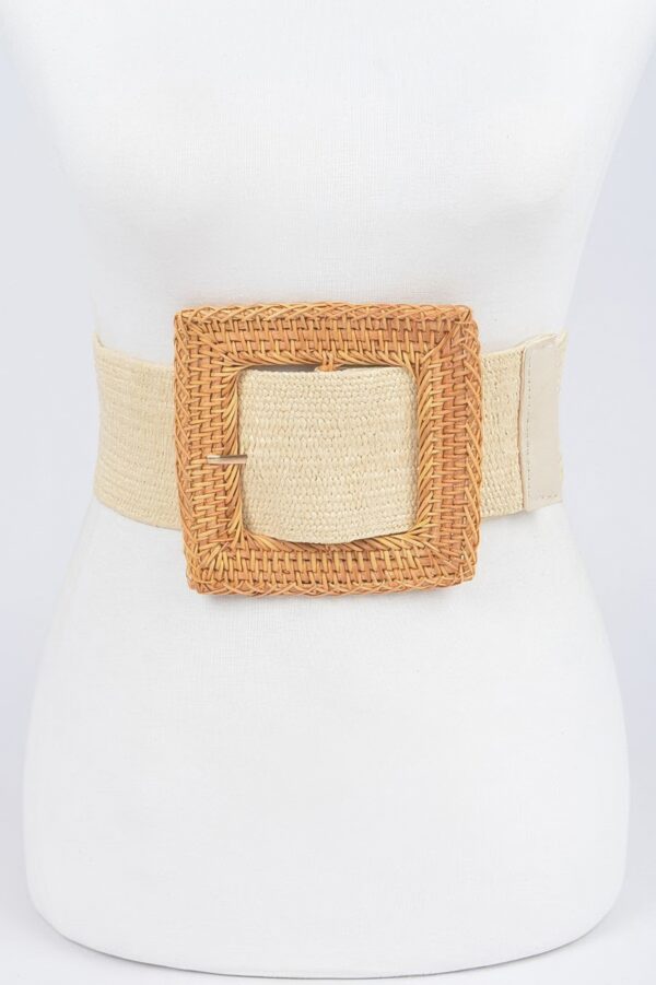 Oversized Bamboo-Buckle Elastic Waist Belt