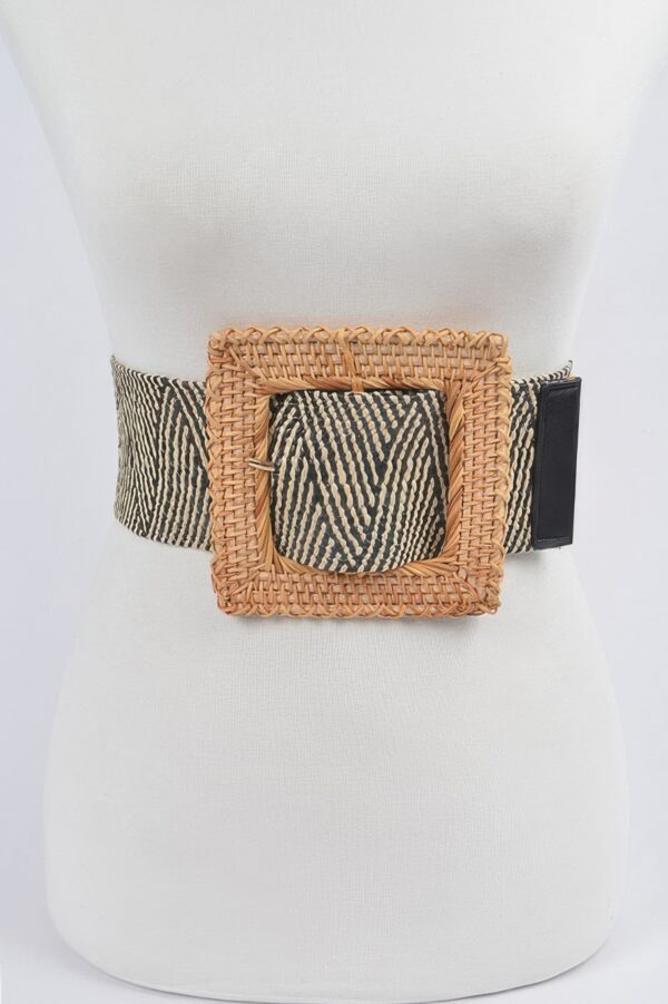 Oversized Bamboo-Buckle Elastic Waist Belt