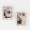 Marble-Style Stud Earrings with Rhinestone Frame