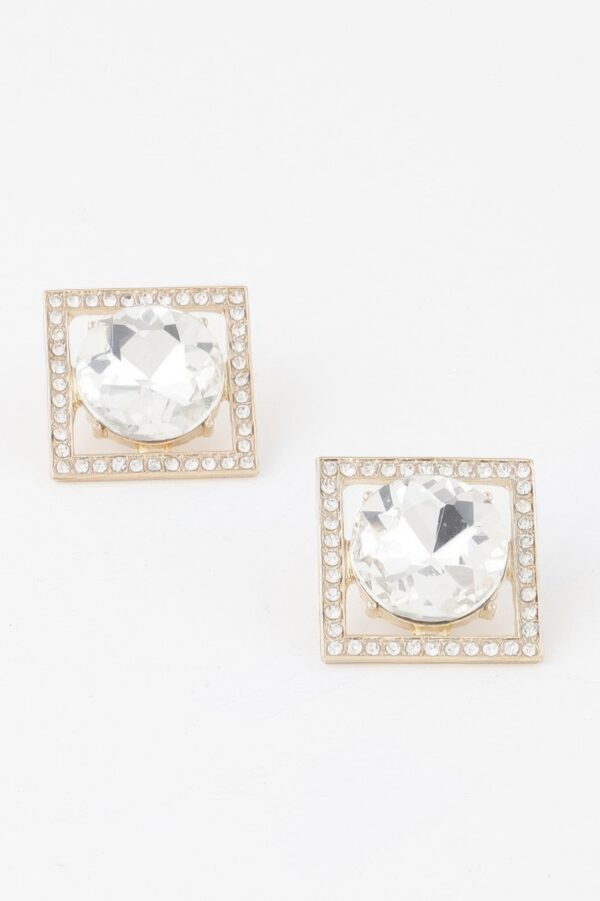 Framed Rhinestone Stud Earrings – Polished Sparkle